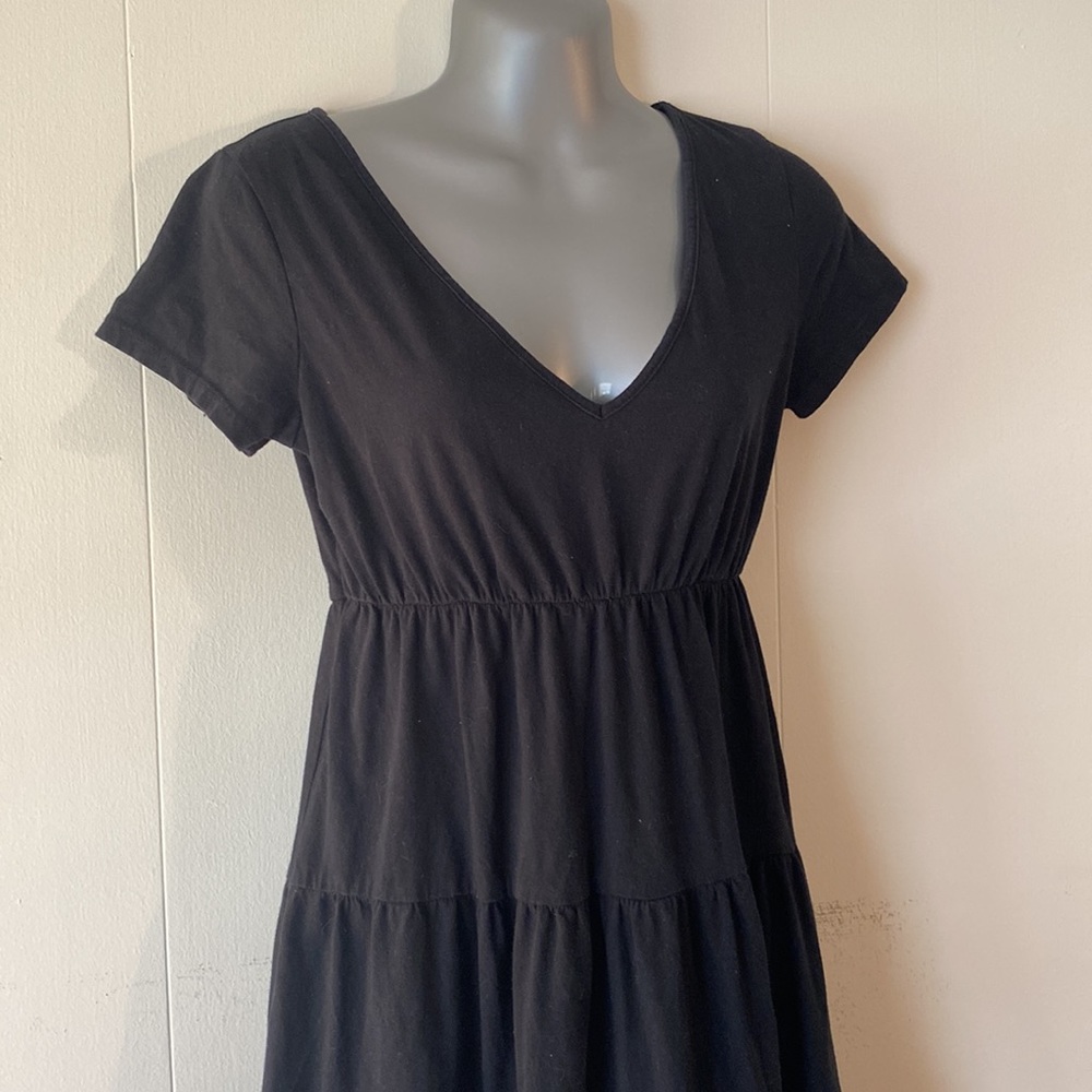 Wild Fable Black Short Sleeve Tiered Knit Babydoll Dress Small - Picture 3 of 8